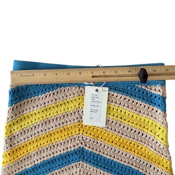 Mother Candy Stripe Cinch Tank Halter Top Fringe Midi Skirt Set size S NEW Tags - Picture 6 of 15